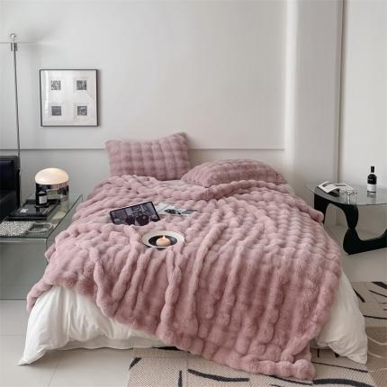 91家纺网 家纺一手货源 找家纺 潘朵拉 2023新款550g兔兔绒被套毯 兔兔绒被套毯豆沙