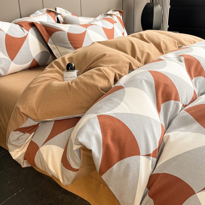 91家纺网 家纺一手货源 找家纺 乐视 2024新款全棉喷气磨毛四件套 巴克曼-橙