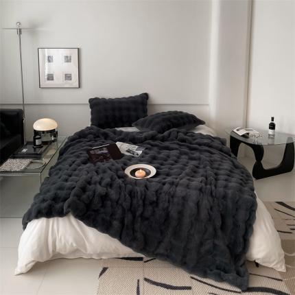 潘朵拉 2023新款550g兔兔绒被套毯 兔兔绒被套毯黑灰