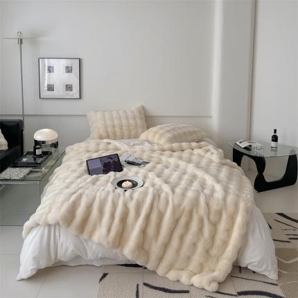 潘朵拉 2023新款550g兔兔绒被套毯 兔兔绒被套毯奶白