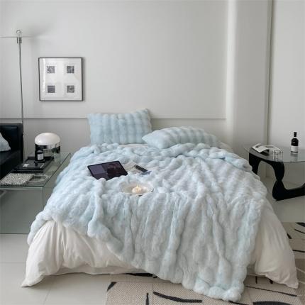 潘朵拉 2023新款550g兔兔绒被套毯 兔兔绒被套毯天空蓝