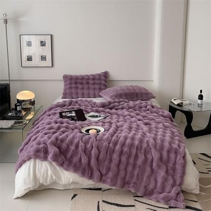 潘朵拉 2023新款550g兔兔绒被套毯 兔兔绒被套毯紫