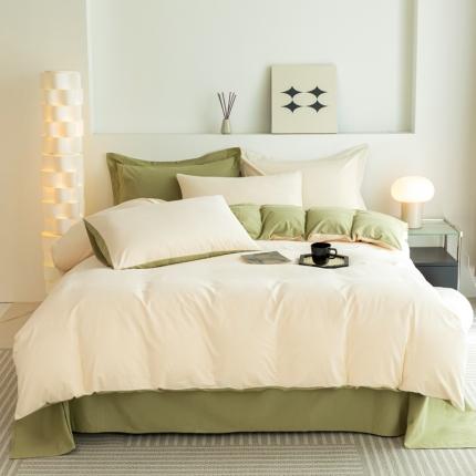 寐居家纺 2023新款A类全棉磨毛纯色四件套 豆蔻年华