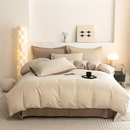 寐居家纺 2023新款A类全棉磨毛纯色四件套 丝绒拿铁