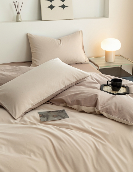 91家纺网 家纺一手货源 找家纺 寐居家纺 2023新款A类全棉磨毛纯色四件套 丝绒拿铁