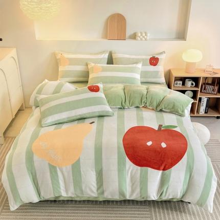 91家纺网 家纺一手货源 找家纺 寐居家纺 2023新款ins数码印花牛奶绒四件套 水果派