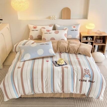 91家纺网 家纺一手货源 找家纺 寐居家纺 2023新款ins数码印花牛奶绒四件套 甜品派对