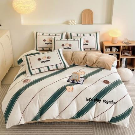 寐居家纺 2023新款ins数码印花牛奶绒四件套 芝芝甜品