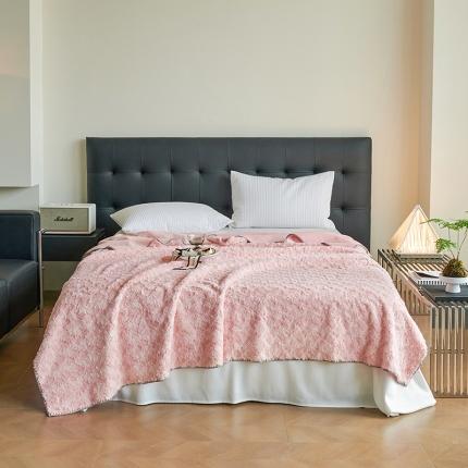 寐居家纺 2023新款兔兔绒玫瑰多功能毛毯 兔绒玫瑰-嫩粉