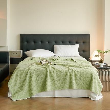 寐居家纺 2023新款兔兔绒玫瑰多功能毛毯 兔绒玫瑰-青绿