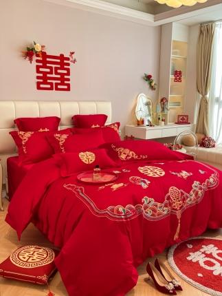 91家纺网 家纺一手货源 找家纺 （总）欧乐蒂 2025新款亲肤刺绣婚庆四件套