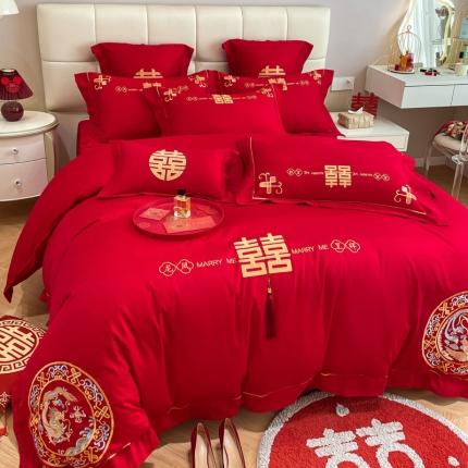 欧乐蒂 2025新款亲肤刺绣婚庆四件套 龙凤呈祥