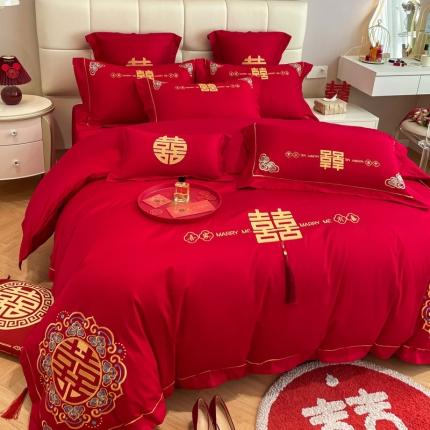 欧乐蒂 2025新款亲肤刺绣婚庆四件套 吾家有喜