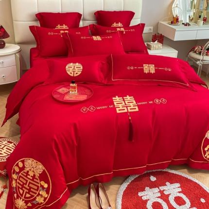 欧乐蒂 2025新款亲肤刺绣婚庆四件套 早生贵子