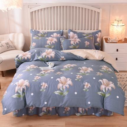 91家纺网 家纺一手货源 找家纺 （总）八十八家纺  2024新款全棉半夹棉床裙四件套