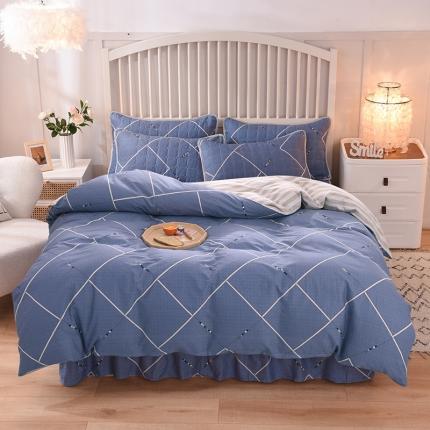 91家纺网 家纺一手货源 找家纺 （总）八十八家纺  2024新款全棉半夹棉床裙四件套