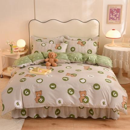 91家纺网 家纺一手货源 找家纺 （总）八十八家纺  2024新款全棉半夹棉床裙四件套