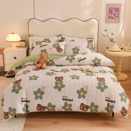 91家纺网 家纺一手货源 找家纺 （总）八十八家纺  2024新款全棉全套夹棉床笠四件套