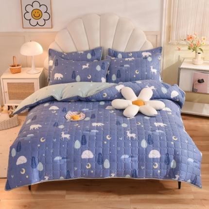 91家纺网 家纺一手货源 找家纺 （总）八十八家纺  2024新款全棉全套夹棉床笠四件套