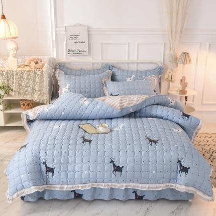 91家纺网 家纺一手货源 找家纺 （总）八十八家纺  2024新款全棉全套夹棉床裙四件套