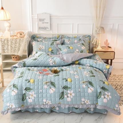 91家纺网 家纺一手货源 找家纺 （总）八十八家纺  2024新款全棉全套夹棉床裙四件套