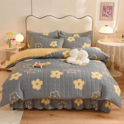 91家纺网 家纺一手货源 找家纺 （总）八十八家纺  2024新款全棉全套夹棉床裙四件套