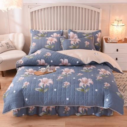 91家纺网 家纺一手货源 找家纺 （总）八十八家纺  2024新款全棉全套夹棉床裙四件套