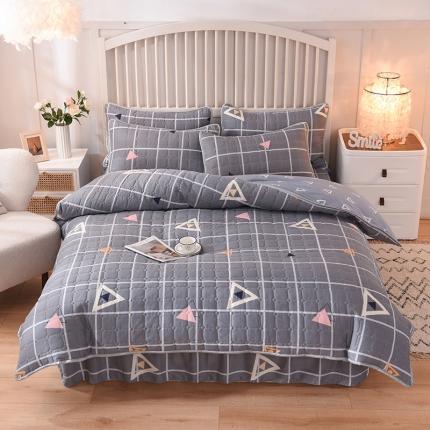 91家纺网 家纺一手货源 找家纺 （总）八十八家纺  2024新款全棉全套夹棉床裙四件套