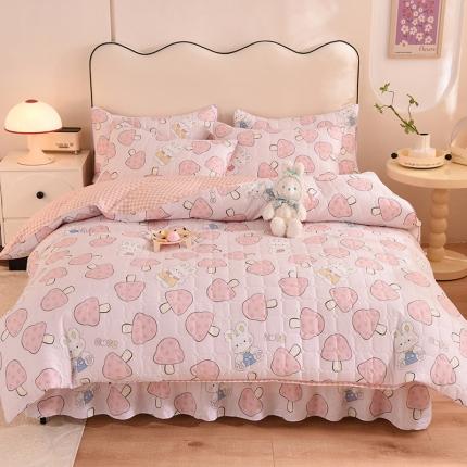 91家纺网 家纺一手货源 找家纺 （总）八十八家纺  2024新款全棉全套夹棉床裙四件套