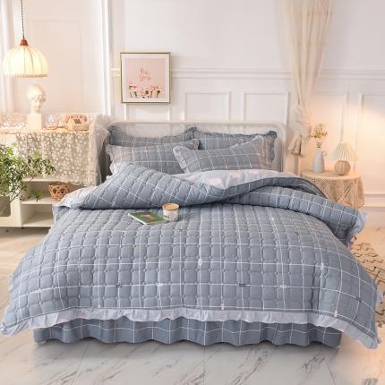 91家纺网 家纺一手货源 找家纺 （总）八十八家纺  2024新款全棉全套夹棉床裙四件套