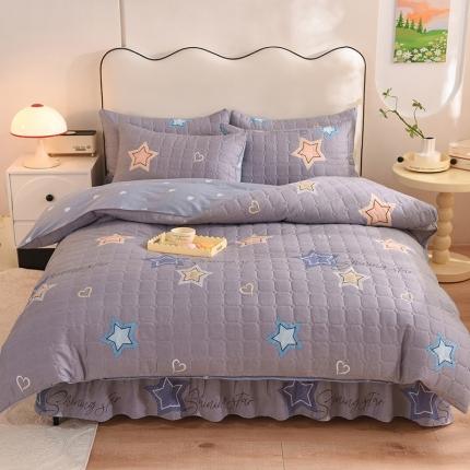 91家纺网 家纺一手货源 找家纺 （总）八十八家纺  2024新款全棉全套夹棉床裙四件套