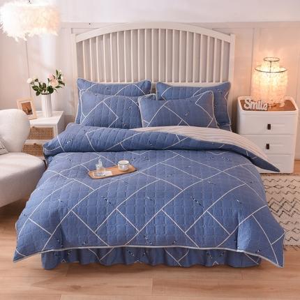 91家纺网 家纺一手货源 找家纺 （总）八十八家纺  2024新款全棉全套夹棉床裙四件套