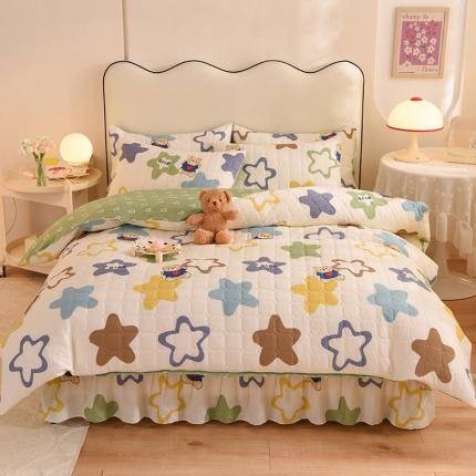 91家纺网 家纺一手货源 找家纺 （总）八十八家纺  2024新款全棉全套夹棉床裙四件套