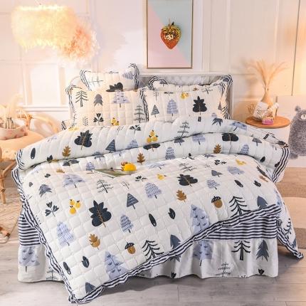 91家纺网 家纺一手货源 找家纺 （总）八十八家纺  2024新款全棉全套夹棉床裙四件套