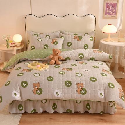 91家纺网 家纺一手货源 找家纺 （总）八十八家纺  2024新款全棉全套夹棉床裙四件套