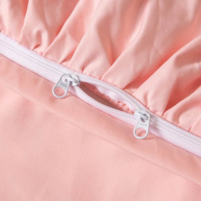 91家纺网 家纺一手货源 找家纺 乐卧家居 2026新款时尚压花撞色织带荷叶边四件套-丽可-粉