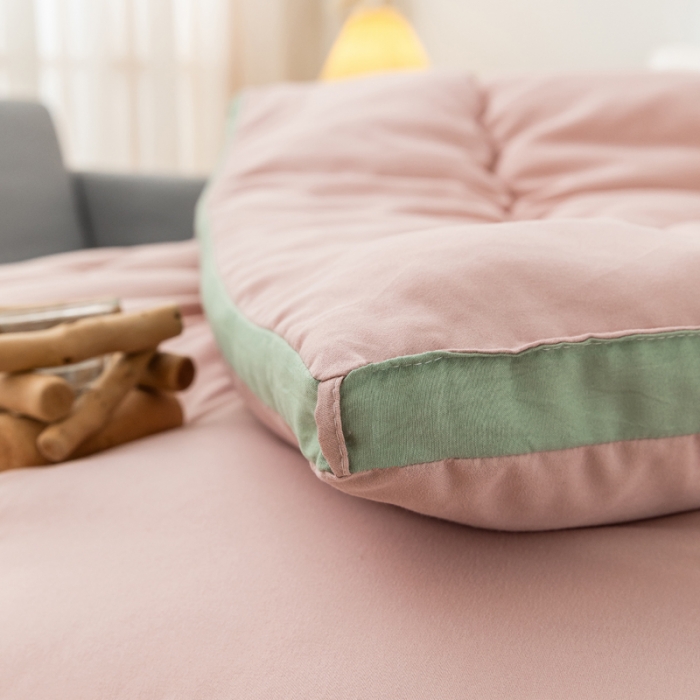 91家纺网 家纺一手货源 找家纺 钰博2023新款水洗棉麻立体被大豆被直播爆款冬被被子被芯 豆沙粉