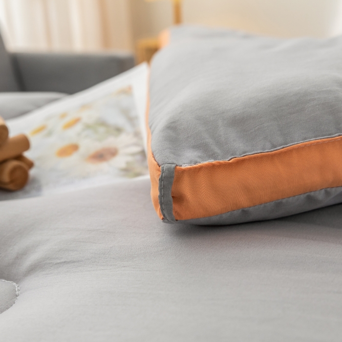 91家纺网 家纺一手货源 找家纺 钰博2023新款水洗棉麻立体被大豆被直播爆款冬被被子被芯 浅灰