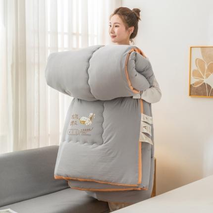 钰博2023新款水洗棉麻立体被大豆被直播爆款冬被被子被芯 浅灰