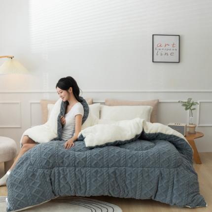91家纺网 家纺一手货源 找家纺 2025新款亲肤舒适塔芙绒保暖冬被被子被芯 典雅灰