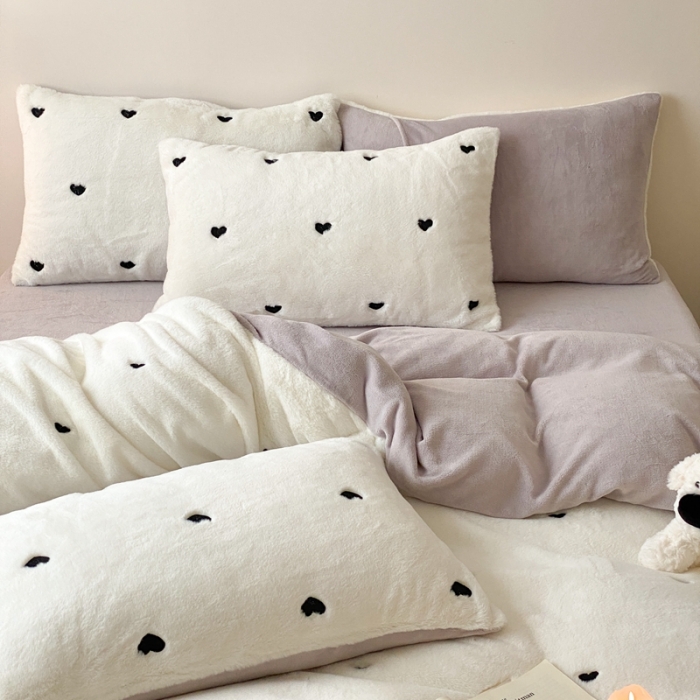 91家纺网 家纺一手货源 找家纺 （总）蜜柚 2024新款直播兔毛绒双面保暖牛奶绒小清新绣花四件套