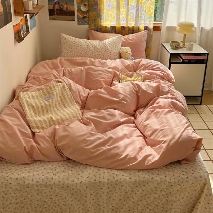 91家纺网 家纺一手货源 找家纺 （总）桃喜 2024新款韩系ins博主风纯色碎花混搭40s水洗棉