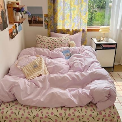 91家纺网 家纺一手货源 找家纺 （总）桃喜 2024新款韩系ins博主风纯色碎花混搭40s水洗棉