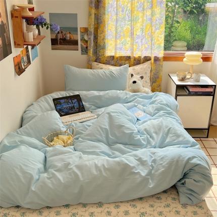 91家纺网 家纺一手货源 找家纺 （总）桃喜 2024新款韩系ins博主风纯色碎花混搭40s水洗棉