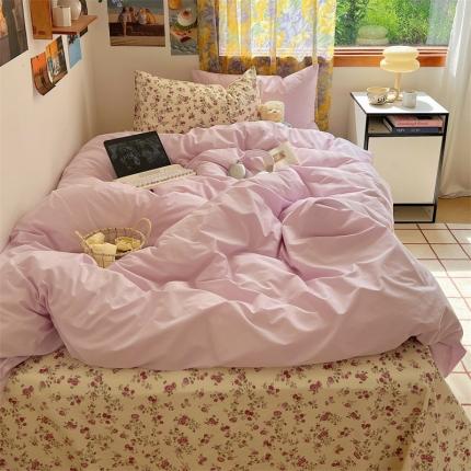 91家纺网 家纺一手货源 找家纺 桃喜 2024新款韩系ins博主风纯色碎花混搭40s水洗棉 普罗旺斯