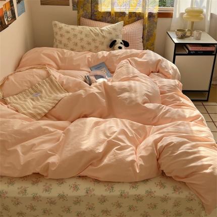 91家纺网 家纺一手货源 找家纺 （总）桃喜 2024新款韩系ins博主风纯色碎花混搭40s水洗棉