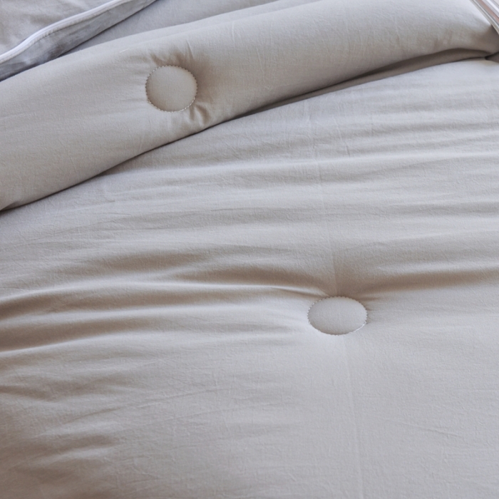 91家纺网 家纺一手货源 找家纺 德芙 2023新款水洗棉大豆被二合一子母被 简朴灰Simple grey子母被二合一