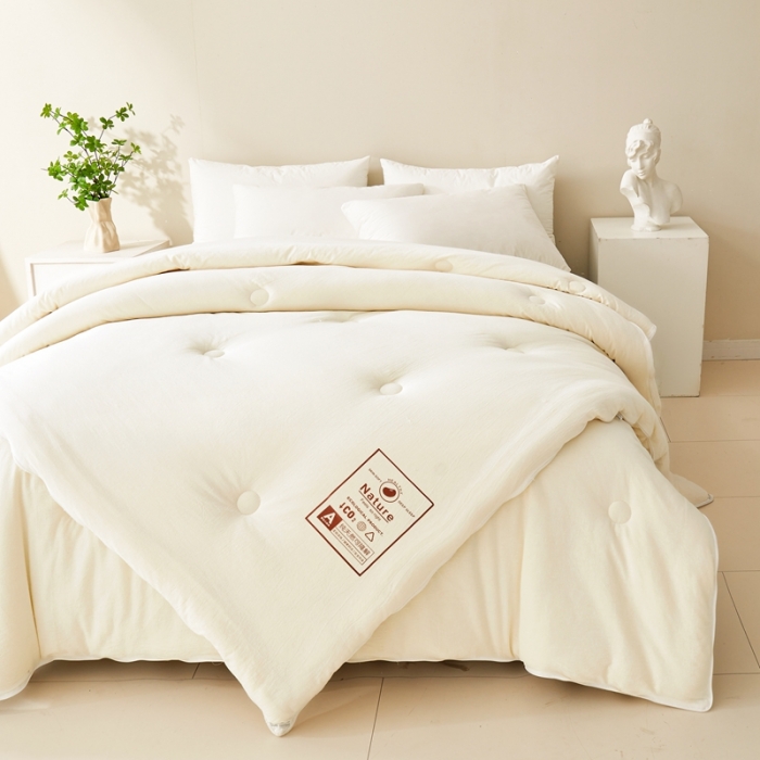 91家纺网 家纺一手货源 找家纺 德芙 2023新款水洗棉大豆被二合一子母被 朴素白Plain Phite子母被二合一