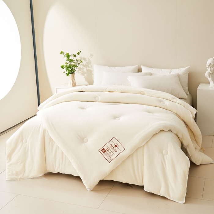 91家纺网 家纺一手货源 找家纺 德芙 2023新款水洗棉大豆被二合一子母被 朴素白Plain Phite子母被二合一