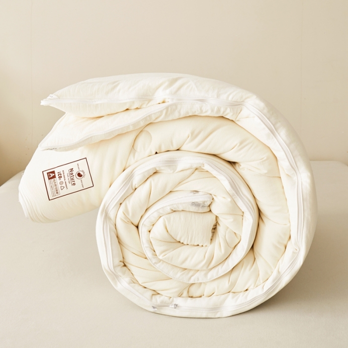 91家纺网 家纺一手货源 找家纺 德芙 2023新款水洗棉大豆被二合一子母被 朴素白Plain Phite子母被二合一